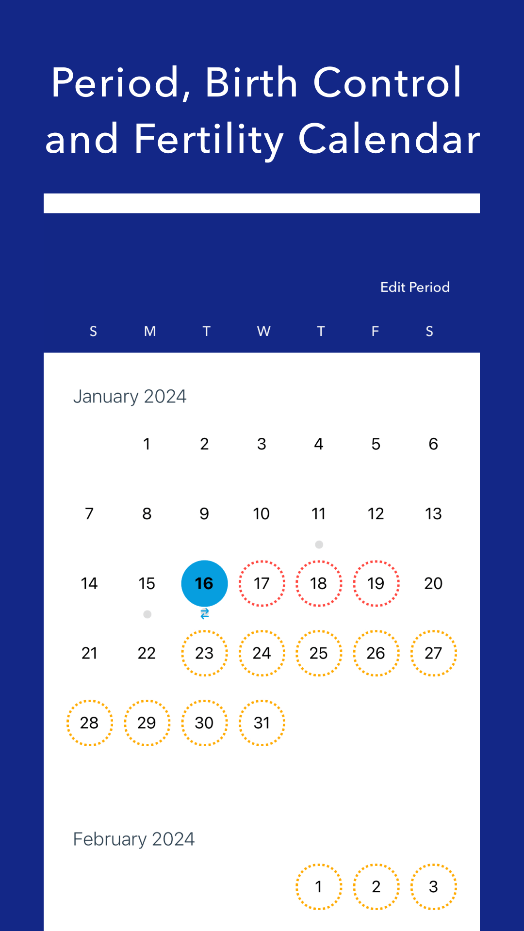 Spot on calendar shows fertility window