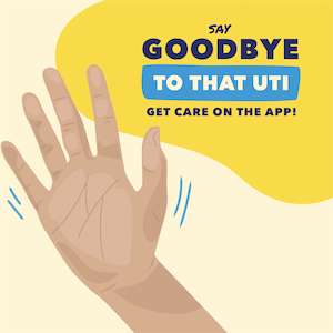 Hand waving goodbye to UTI with relief from the Planned Parenthood Direct app