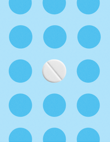 Abortion pill available through Planned Parenthood Direct on a light blue background