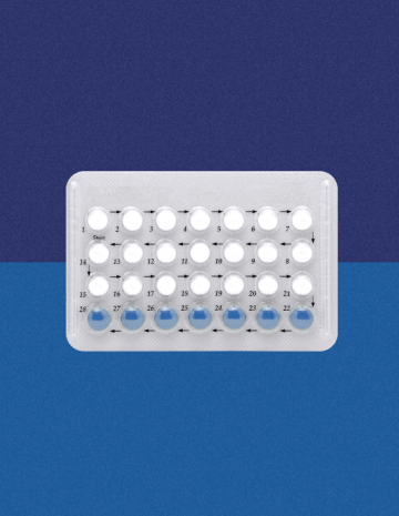 Birth control pack from Planned Parenthood Direct on a blue background