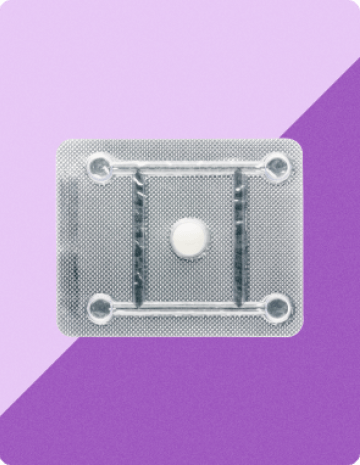 Emergency contraception pill pack from Planned Parenthood Direct on purple background